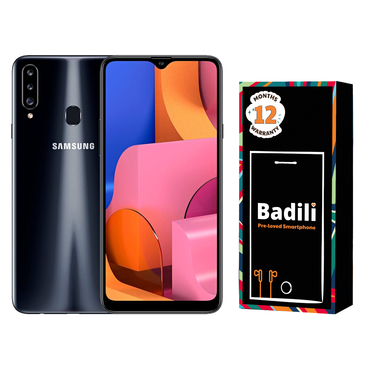Samsung Galaxy A20 (Black, 3GB RAM, 32GB Storage) - Refurbished